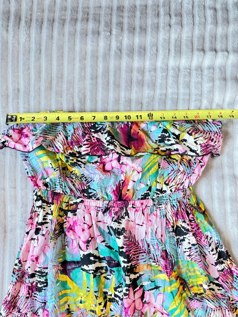 5th Culture Tropical Off Shoulder Ruffle Mini Dress Medium - Picture 3 of 7